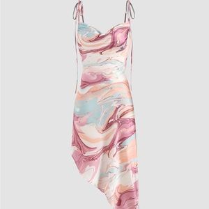 Multicolor Satin Asymmetrical Cami Dress Size S